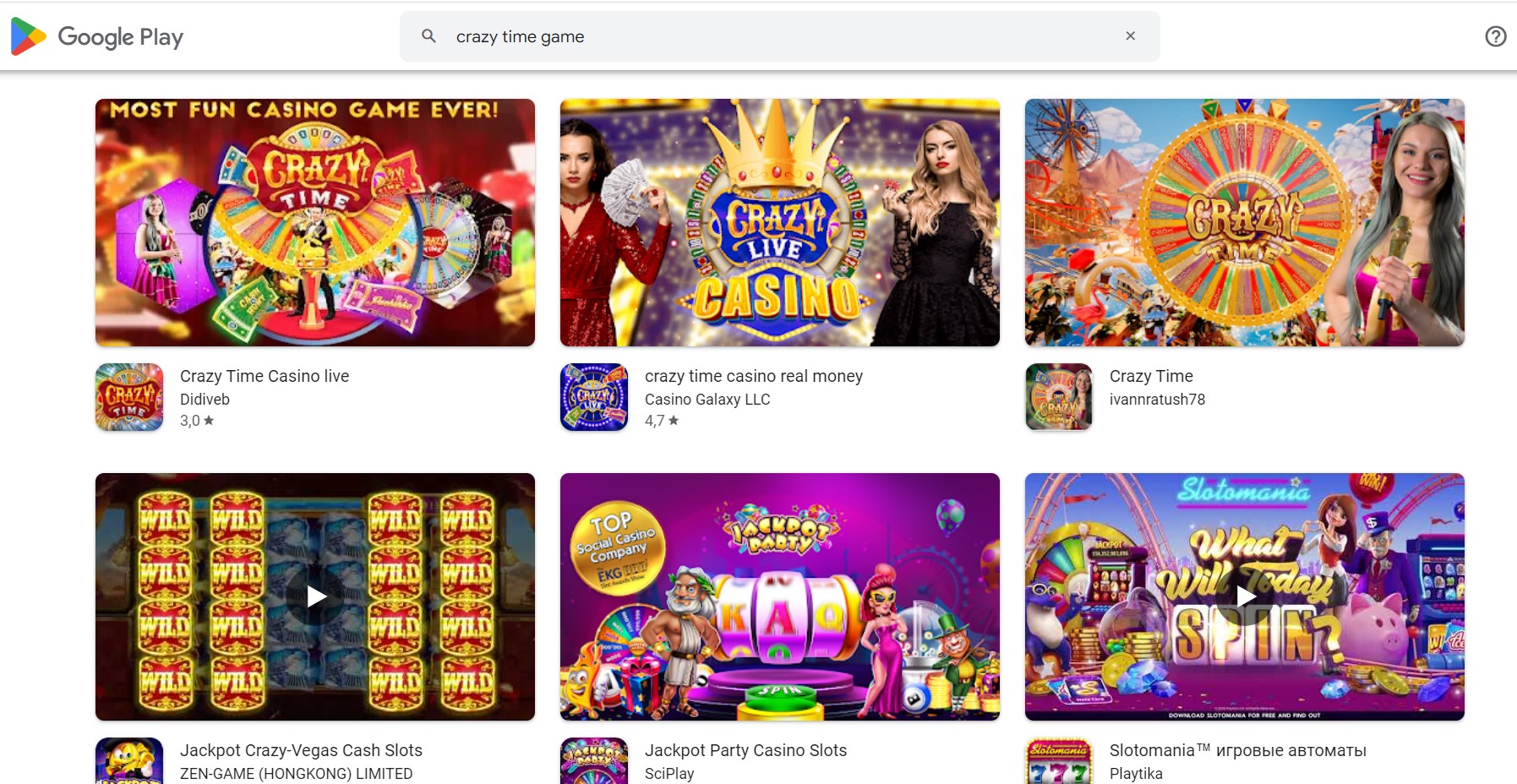 Prenesi igralne avtomate podobne Crazy Time in igraj brezplačno